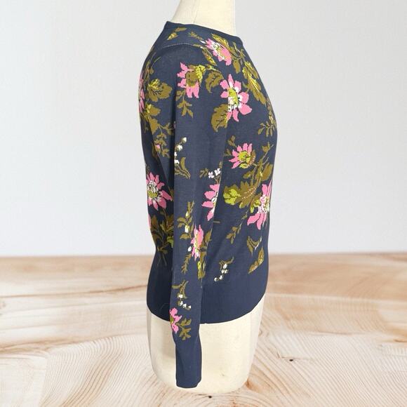 Ann Taylor Floral Crewneck Sweater Womens Sz S Pullover Top Knit Long Sleeves - Picture 4 of 8